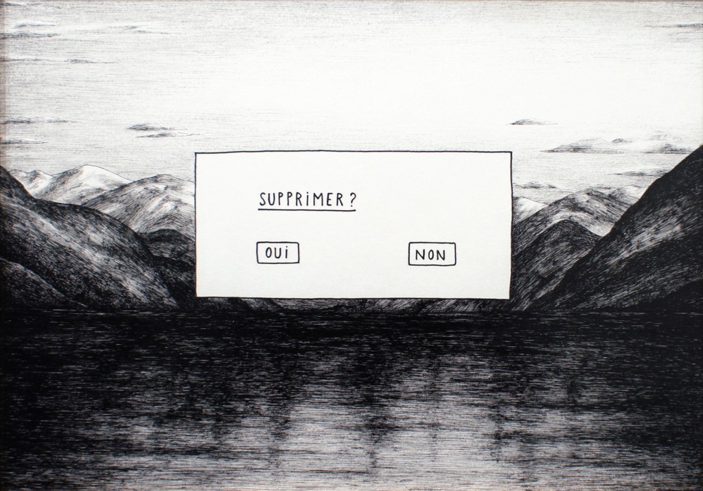 Vincent Broquaire, Entrée en dialogue, 2015, encre sur papier, 46 x 35 cm